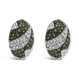 2 Ct. T.W. White and Treated Blue Diamond Oval Shield Omega Back Earrings in 14K White Gold
