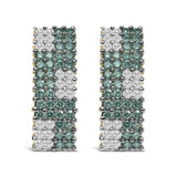 Aretes con diamantes blancos y azules tratados de 2 ct. p.t. en oro amarillo de 14K