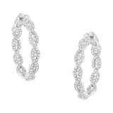 Aretes de aro con diamantes de 1 1/2 ct. p.t. en oro blanco de 10K
