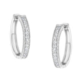 1 Ct. T.W. Diamond Prong-Set Single Row Hoop Earrings in 10K White Gold