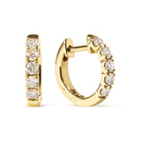 Aretes de aro con 10 diamantes redondos de 1/2 ct. p.t. en oro amarillo de 10K