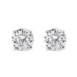 1 Ct. T.W. AGS Certified H-I Color, SI2-I1 Clarity Diamond Solitaire Stud Earrings in 14K White Gold
