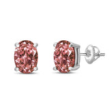 Aretes de botón solitarios de 4 garras con diamantes rosados cultivados en laboratorio de 1.09 ct. p.t. en oro blanco de 14K