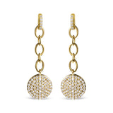 Aretes colgantes de cadena con diamantes en racimo de 1 ct. p.t. en plata de ley bañada en oro amarillo de 18K