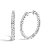 Aretes de aro alargados por dentro y por fuera con diamantes talla princesa de 3 ct. p.t. en oro blanco de 14K
