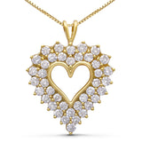 Collar con colgante de corazón de marco sombra con diamantes de 4 ct. p.t. en plata de ley bañada en oro amarillo de 14K