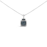 Collar con colgante de bloque con diamantes azules tratados de 1/2 ct. p.t. en plata de ley, color I-J, claridad I1-I2