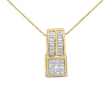 Collar con colgante de inspiración geométrica con diamantes de 1 1/4 ct. p.t. en oro amarillo de 14K
