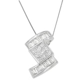 1 2/5 Ct. T.W. Princess and Baguette-Cut Diamond Zig Zag Pendant Necklace in 14K White Gold