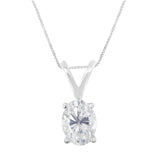 Collar con colgante ovalado de garras con diamantes de 3/8 ct. p.t. certificados por IGI en oro blanco de 10K