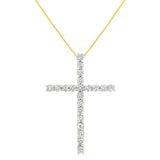 4 Ct. T.W. Round-Cut Diamond Cross Pendant Necklace in 10K Yellow Gold-Plated Sterling Silver