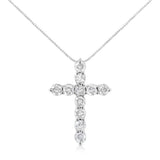 Collar con colgante de cruz de garras con diamantes talla redonda de 1 ct. p.t. en plata de ley