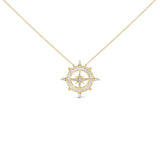 Collar con colgante de brújula con diamantes de 1 ct. p.t. en plata de ley bañada en oro amarillo de 14K