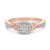 Anillo de racimo de nudo con diamantes de 1/6 ct. p.t. en plata de ley bañada en oro rosa de 14K