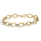 Pulsera de eslabones ovalados gruesos con diamantes de 1/10 ct. p.t. en vermeil de oro