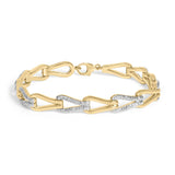 Pulsera de eslabones de nudo grueso con diamantes de 1/7 ct. p.t. en vermeil de oro