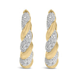 Aretes de aro de cuerda gruesa con diamantes de 1/10 ct. p.t. en vermeil de oro