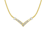 Collar de cadena Franco en forma de V de canal con diamantes de 1/2 ct. p.t. en oro amarillo y blanco de 10K