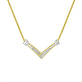 1/4 Ct. T.W. Princess-Cut Diamond Channel-Set V Shape Pendant Necklace in 14K Yellow and White Gold