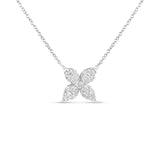 Collar con colgante ajustable de trébol de 4 hojas marquesa con diamantes de 1/2 ct. p.t. en oro blanco de 10K