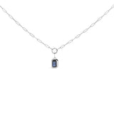Emerald-Cut 6x4mm Blue Sapphire Solitaire Pendant Necklace in 10K White Gold