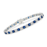 Pulsera tenis con zafiros blancos y azules creados en laboratorio de 6.00 CTW
