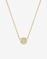 Collar de disco de diamantes pavé en oro de 14K