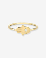 14K Gold Diamond Hamsa Ring