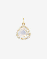 Dije de piedra de luna con diamantes en oro de 14K