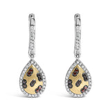 1/3 Ct. T.W. Multi Color Diamond Pear Shape Dangle Earrings in 10K Yellow Gold-Plated Sterling Silver