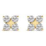 Aretes de botón de copo de nieve con diamantes cultivados en laboratorio de 1/2 ct. p.t. en oro de 10K
