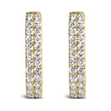 Aretes de aro Huggie de doble hilera con diamantes cultivados en laboratorio de 1/4 ct. p.t. en oro de 10K