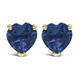 Aretes de botón solitarios con gema talla corazón de 5mm en oro de 14K
