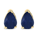Aretes de botón solitarios con piedra en forma de pera de 6x4 mm en oro de 14K