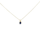Collar con colgante solitario de piedra ovalada de 6x4 mm en oro de 14K