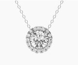 Dije con halo de diamantes cultivados en laboratorio de 1 o 2 CTW en oro de 14K