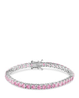 Pink Round Cubic Zirconia Tennis Bracelet in Rhodium-Plated Brass