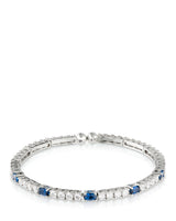 Round and Oval Cubic Zirconia Flexible Bracelet in Rhodium-Plated Brass