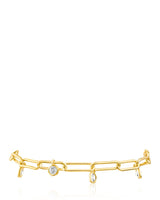 Pulsera de cadena con dijes de zirconia cúbica de varias formas en latón bañado en oro