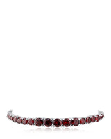 Graduated Red Cubic Zirconia Tennis Bracelet in Rhodium-Plated Brass