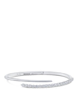 Round Cubic Zirconia Wrap Bracelet in Rhodium-Plated or Rose Gold-Plated Brass