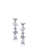 Multi-Shape Cubic Zirconia Vertical Drop Earrings in Sterling Silver