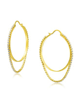 Round Cubic Zirconia Draped Hoop Earrings in 18K Gold-Plated Brass