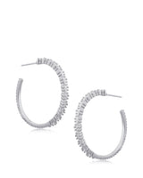 Aretes de aro grandes con zirconias cúbicas baguette en latón bañado