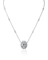 Cubic Zirconia Starburst Pendant Necklace in Sterling Silver