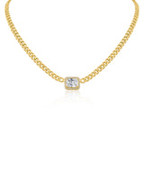 Emerald-Cut Cubic Zirconia Center Chain Necklace in 14K Gold-Plated Brass