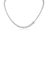 Graduated Round Cubic Zirconia Tennis Necklace in Sterling Silver