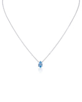 Pear Cubic Zirconia Pendant Necklace in Rhodium-Plated Brass
