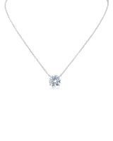 Round Cubic Zirconia Pendant Necklace in Rhodium-Plated Brass