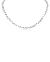 Collar tenis con zirconias cúbicas talla marquesa inclinadas en latón bañado en rodio